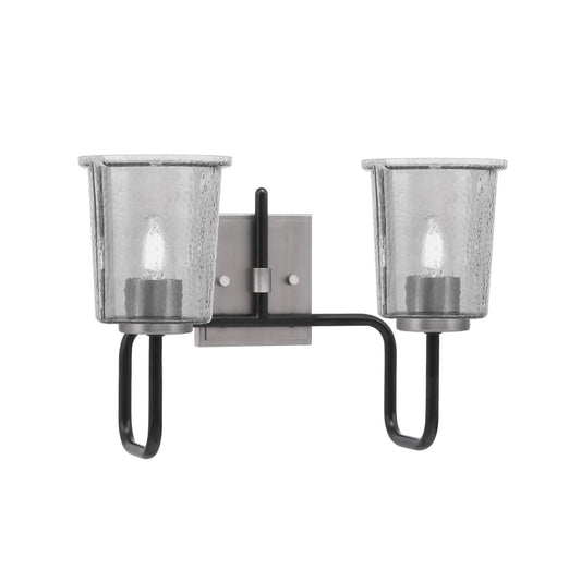 Toltec Sandia 2-Light Bath Bar | Industrial Matte Black & Graphite Steel and Smoke Bubble Glass | Bathroom Vanity & Powder Room | 7.5 x 10.5 in | Model 6222-MBGP-5032