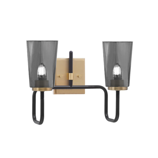 Toltec Sandia 2-Light Bath Bar | Matte Black & New Age Brass with Smoke Bubble Glass | Bathroom Vanity & Powder Room | 7.25 x 11.5 in | Model 6222-MBNAB-262