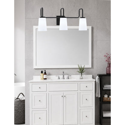 Toltec Sandia 3-Light Bath Bar | Matte Black with White Opal Glass | Bathroom Vanity & Powder Room | 7.25 x 11.5 in | Model 6223-MB-261