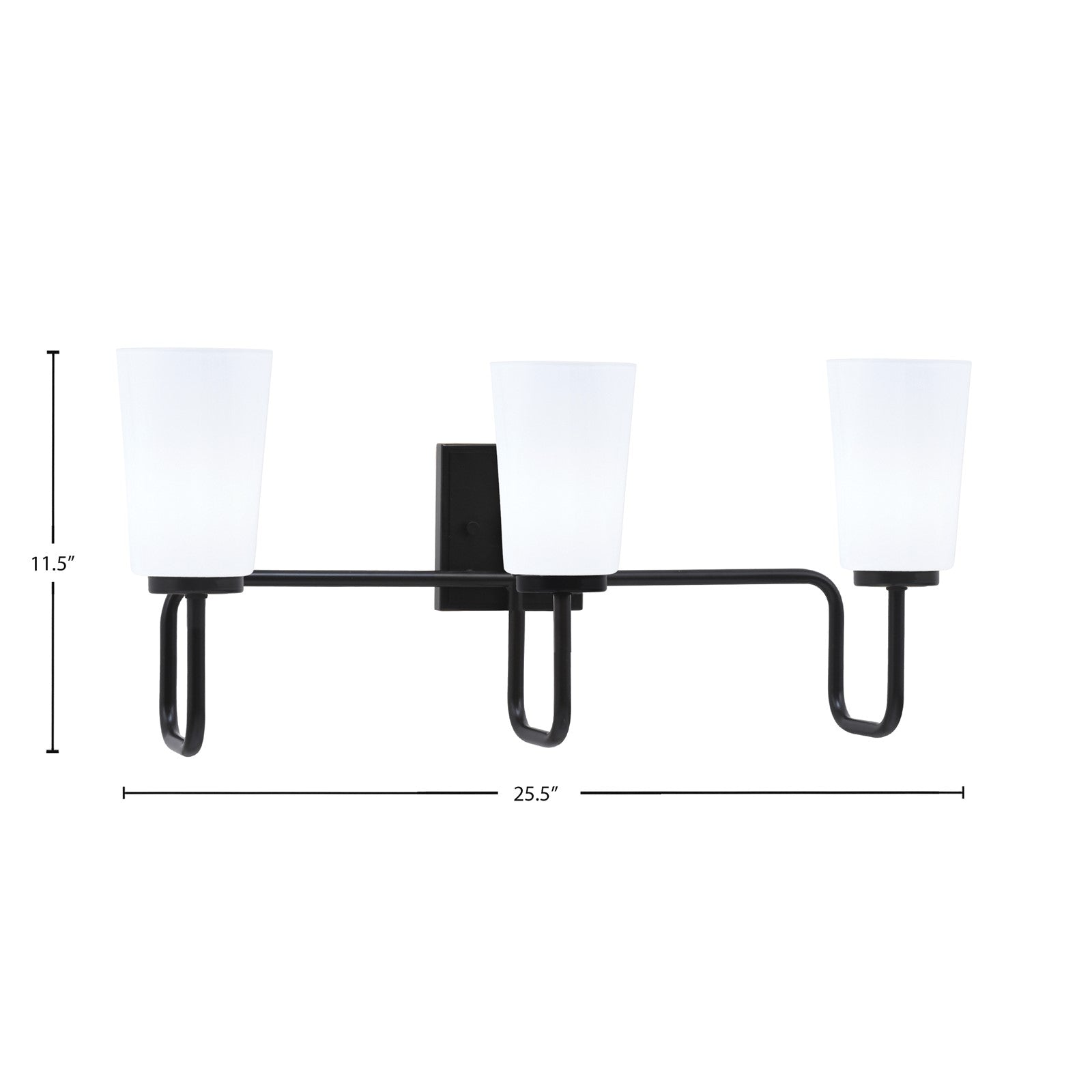 Toltec Sandia 3-Light Bath Bar | Matte Black with White Opal Glass | Bathroom Vanity & Powder Room | 7.25 x 11.5 in | Model 6223-MB-261