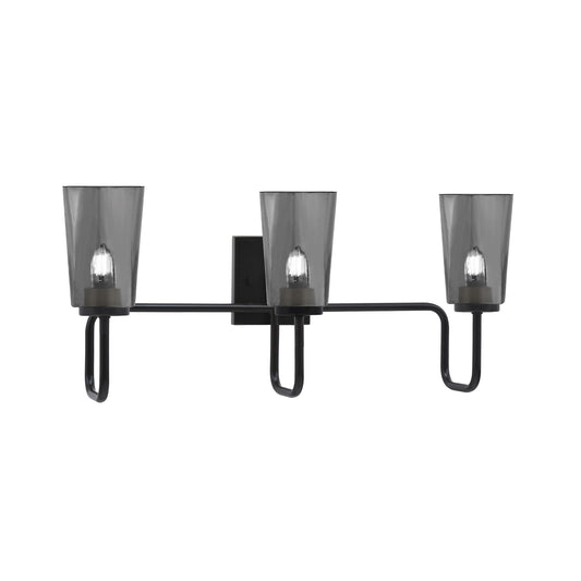 Toltec Sandia 3-Light Bath Bar | Matte Black with Smoke Bubble Glass | Bathroom Vanity & Powder Room | 7.25 x 11.5 in | Model 6223-MB-262