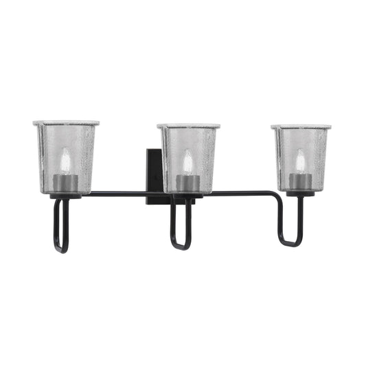 Toltec Sandia 3-Light Bath Bar | Modern Matte Black and Smoke Bubble Glass | Bathroom & Powder Room Vanity Light | 7.5 x 10.5 in | Model 6223-MB-5032