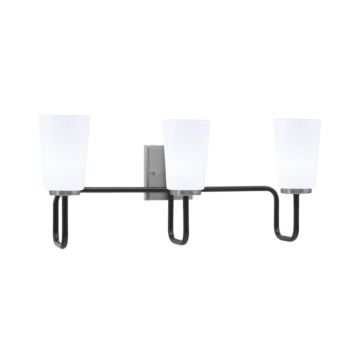 Toltec Sandia 3-Light Bath Bar | Modern Matte Black and Graphite Finish with White Opal Glass | Bathroom & Powder Room Vanity Light | 7.25 x 11.5 in | Model 6223-MBGP-261