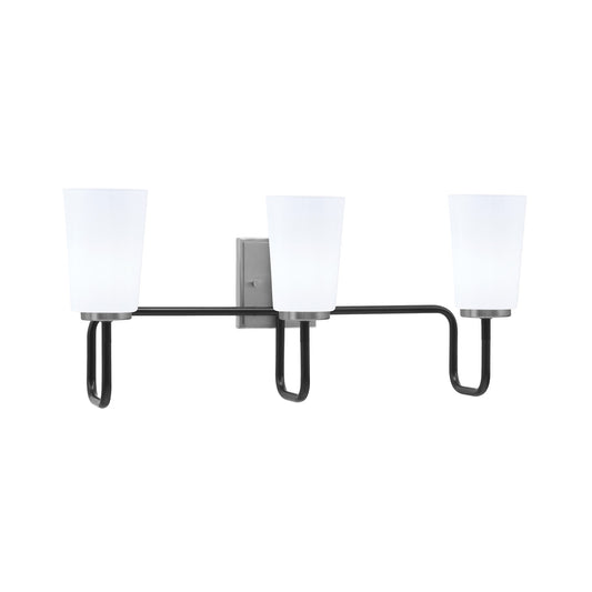 Toltec Sandia 3-Light Bath Bar | Modern Matte Black and Graphite Finish with White Opal Glass | Bathroom & Powder Room Vanity Light | 7.25 x 11.5 in | Model 6223-MBGP-261