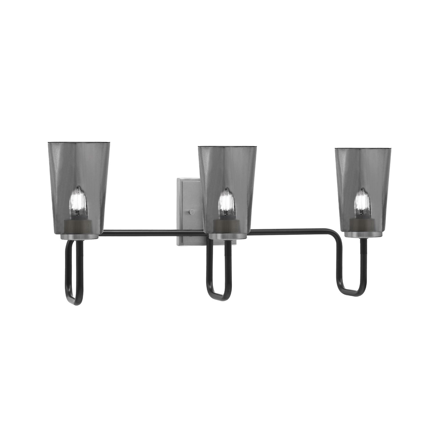 Toltec Sandia 3-Light Bath Bar | Modern Matte Black and Graphite Finish with Smoke Bubble Glass | Bathroom & Powder Room Vanity Light | 7.25 x 11.5 in | Model 6223-MBGP-262