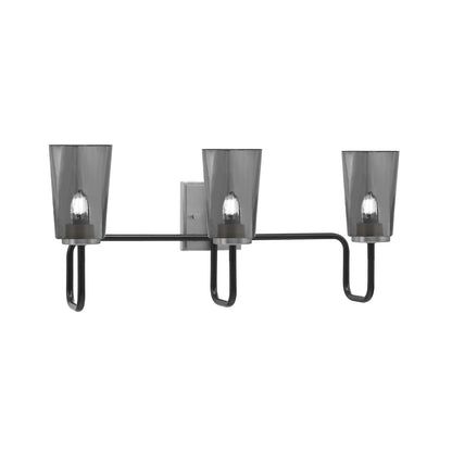 Toltec Sandia 3-Light Bath Bar | Modern Matte Black and Graphite Finish with Smoke Bubble Glass | Bathroom & Powder Room Vanity Light | 7.25 x 11.5 in | Model 6223-MBGP-262