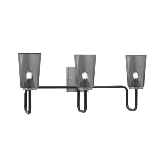 Toltec Sandia 3-Light Bath Bar | Modern Matte Black and Graphite Finish with Smoke Bubble Glass | Bathroom & Powder Room Vanity Light | 7.25 x 11.5 in | Model 6223-MBGP-262