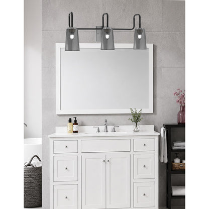 Toltec Sandia 3-Light Bath Bar | Modern Matte Black and Graphite Finish with Smoke Bubble Glass | Bathroom & Powder Room Vanity Light | 7.25 x 11.5 in | Model 6223-MBGP-262