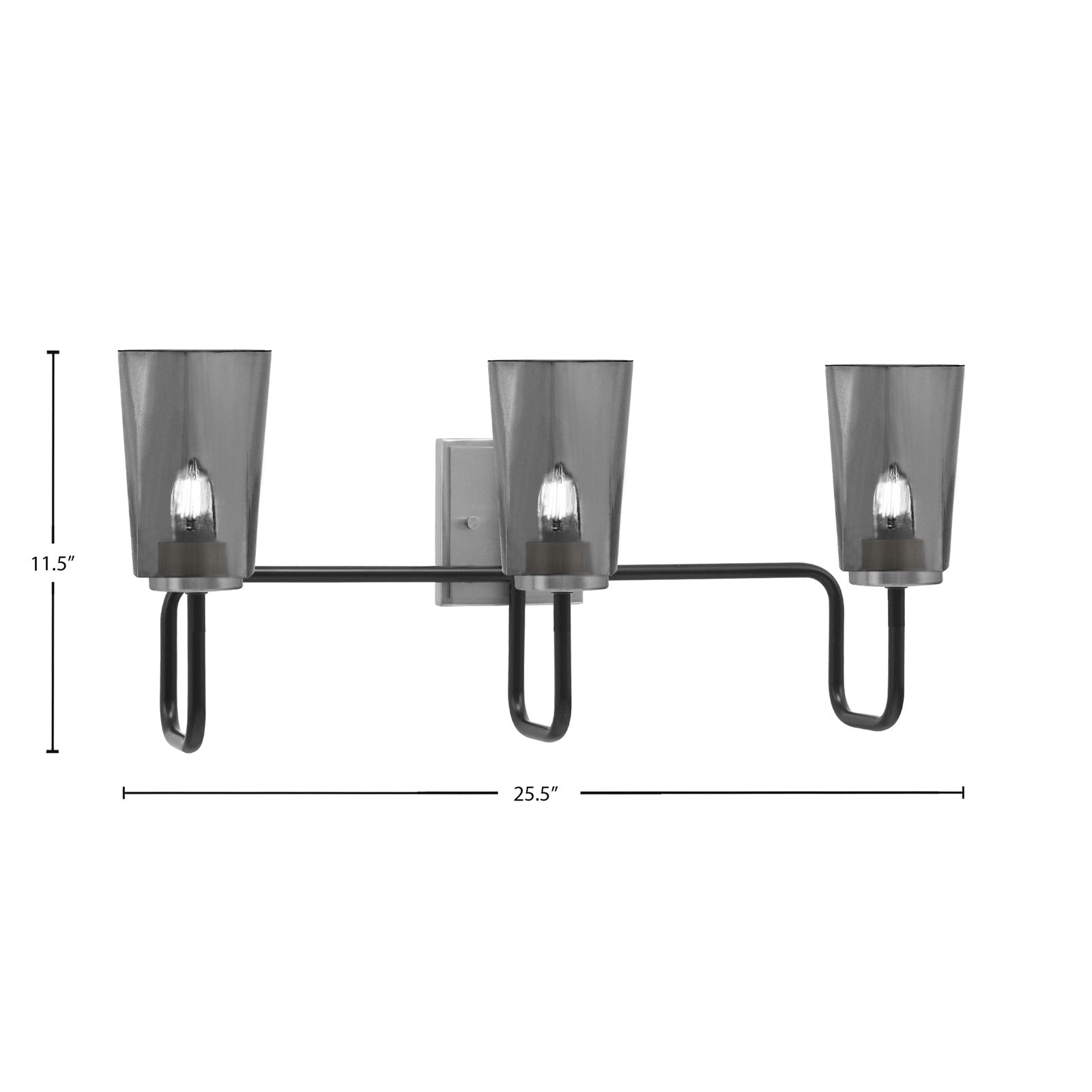 Toltec Sandia 3-Light Bath Bar | Modern Matte Black and Graphite Finish with Smoke Bubble Glass | Bathroom & Powder Room Vanity Light | 7.25 x 11.5 in | Model 6223-MBGP-262