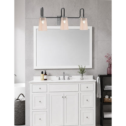 Toltec Sandia 3-Light Bath Bar | Modern Matte Black and Graphite Finish with Amber Gradient Glass | Bathroom & Powder Room Vanity Light | Model 6223-MBGP-263