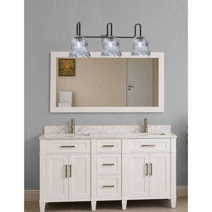 Toltec Sandia 3-Light Bath Bar | Matte Black & Graphite Steel and Smoke Lava Glass | Bathroom & Powder Room Vanity | 8.25 x 11.5 in | Model 6223-MBGP-4232