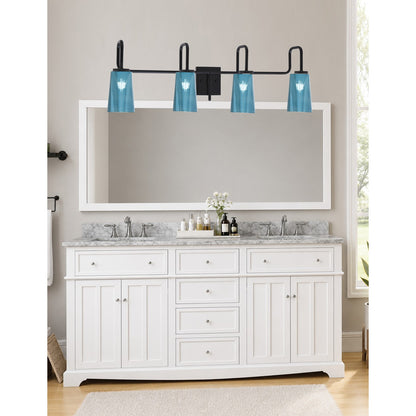 Toltec Sandia 4-Light Bath Bar | Modern Matte Black Steel and Blue Gradient Glass | Bathroom Vanity Light | 7.25 x 11.5 in | Model 6224-MB-265