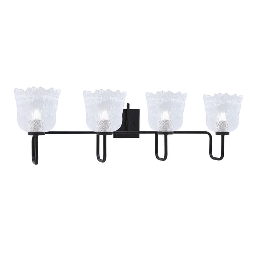 Toltec Sandia 11.5in 4-Light Bath Bar | Modern Matte Black and Clear Lava Glass | Bathroom Vanity & Powder Room | 8.25 x 11.5 in | Model 6224-MB-4230