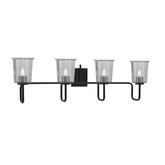 Toltec Sandia 10.5in 4-Light Bath Bar | Modern Matte Black and Smoke Bubble Glass | Bathroom Vanity & Powder Room | 7.5 x 10.5 in | Model 6224-MB-5032