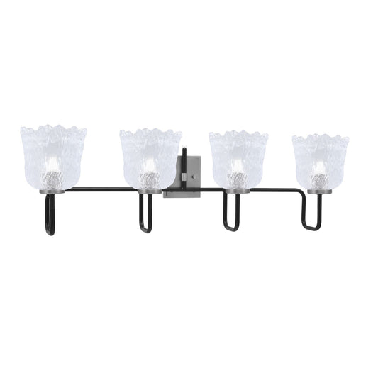 Toltec Sandia 4-Light Bath Bar | Modern Matte Black and Graphite Steel with Clear Lava Glass | Bathroom Vanity Light | 8.25 x 11.5 in | Model 6224-MBGP-4230