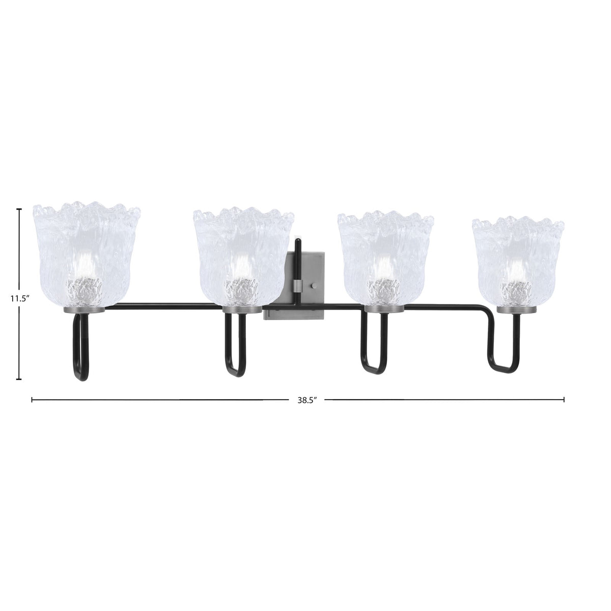 Toltec Sandia 4-Light Bath Bar | Modern Matte Black and Graphite Steel with Clear Lava Glass | Bathroom Vanity Light | 8.25 x 11.5 in | Model 6224-MBGP-4230