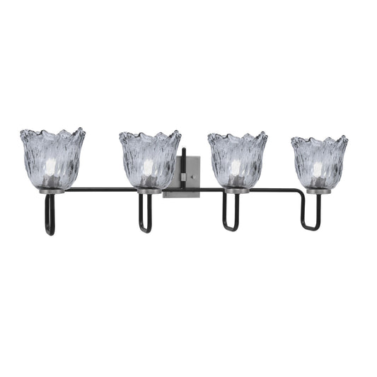 Toltec Sandia 4-Light Bath Bar | Modern Matte Black and Graphite Steel with Smoke Lava Glass | Bathroom Vanity Light | 8.25 x 11.5 in | Model 6224-MBGP-4232