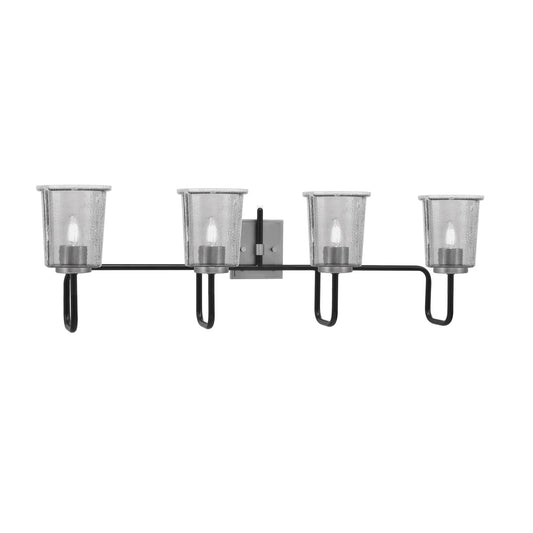 Toltec Sandia 4-Light Bath Bar | Modern Matte Black & Graphite Steel and Smoke Bubble Glass | Bathroom Vanity & Powder Room | 7.5 x 10.5 in | Model 6224-MBGP-5032