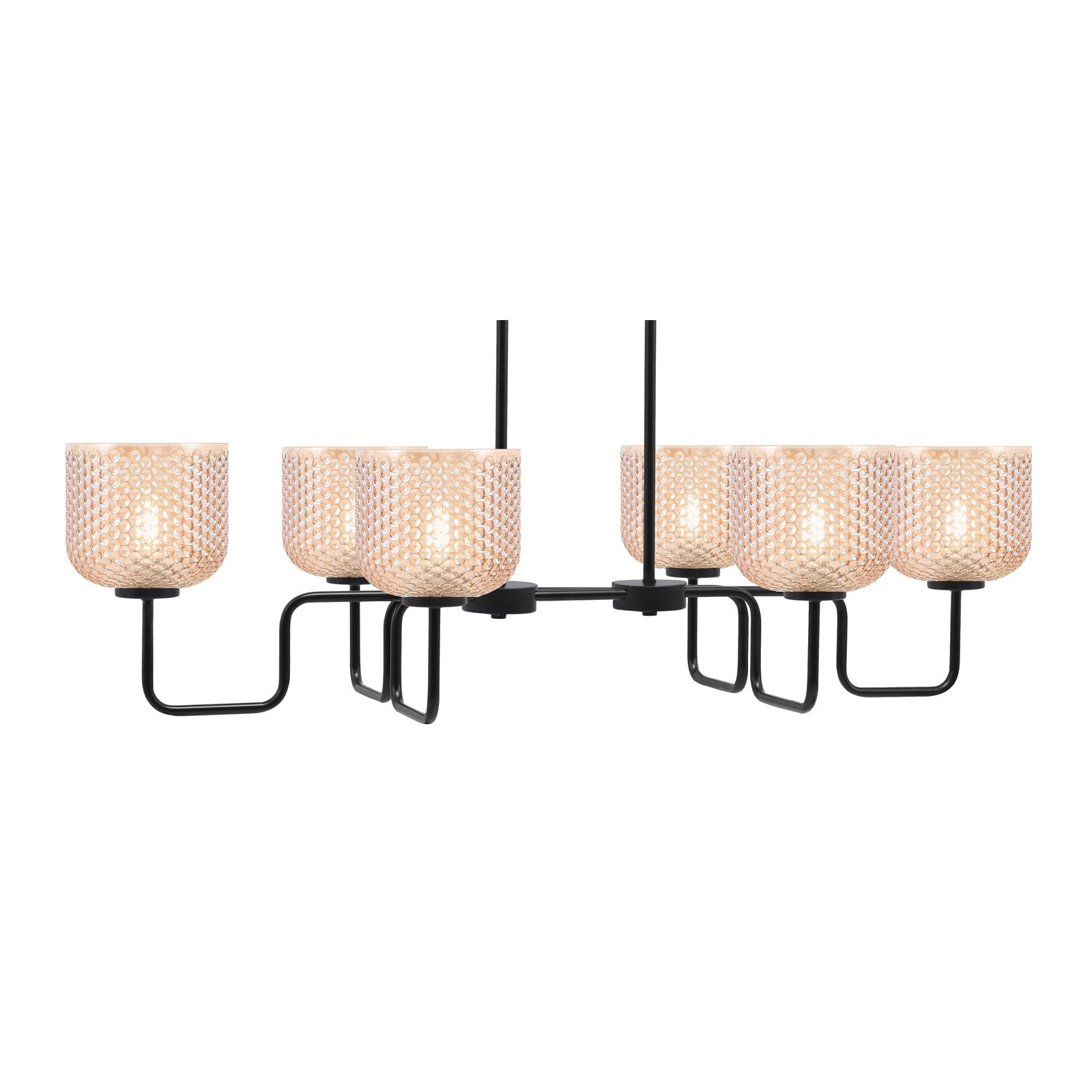 Toltec Sandia 42in 6-Light Island Light | Modern Matte Black Steel and Amber Textured Glass | Kitchen Island & Dining Room | 42 x 19.75 x 10.25 in | Model 6236-MB-4613