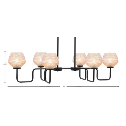 Toltec Sandia 42in 6-Light Island Light | Modern Matte Black Steel and Amber Textured Glass | Kitchen Island & Dining Room | 42 x 19.75 x 10.25 in | Model 6236-MB-4623