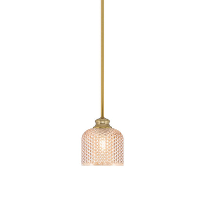 Toltec Zola 6in 1-Light Pendant | New Age Brass Steel and Amber Textured Glass | Kitchen Island & Dining Room | 6 x 7 in | Model 72-NAB-4613