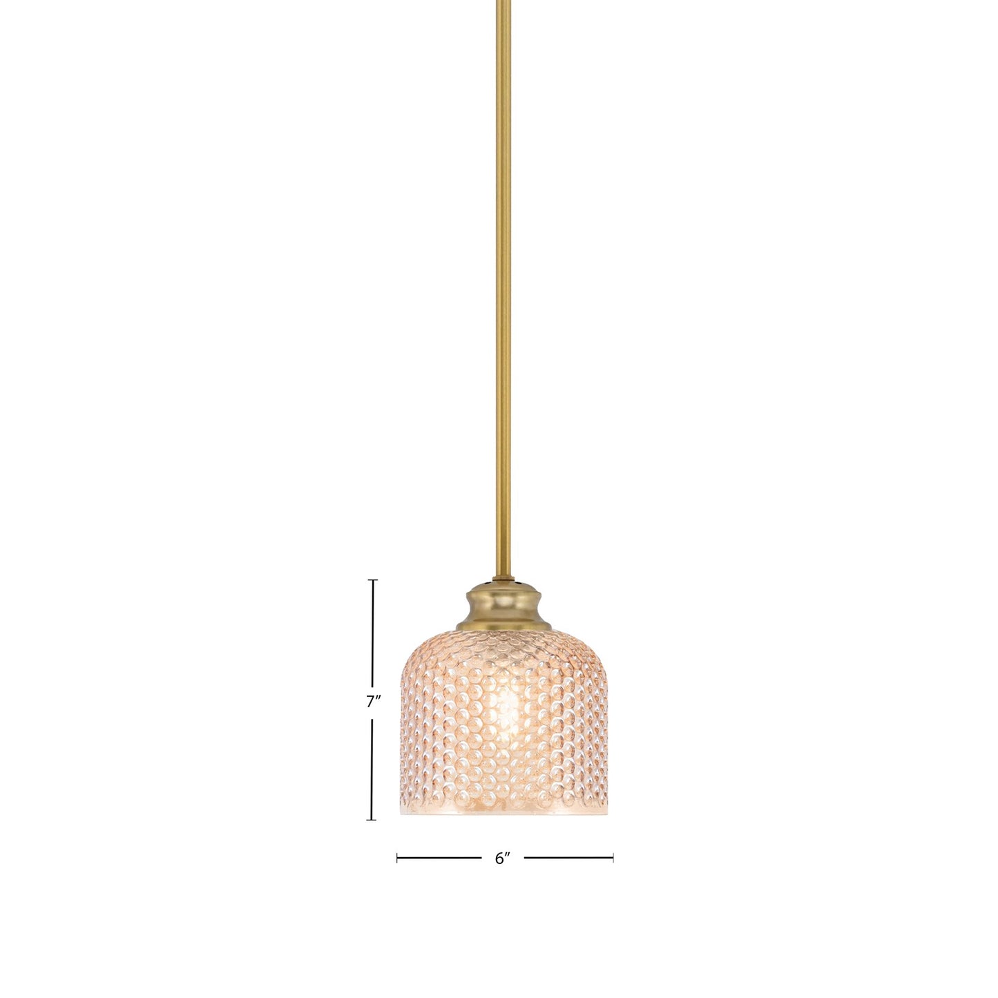 Toltec Zola 6in 1-Light Pendant | New Age Brass Steel and Amber Textured Glass | Kitchen Island & Dining Room | 6 x 7 in | Model 72-NAB-4613