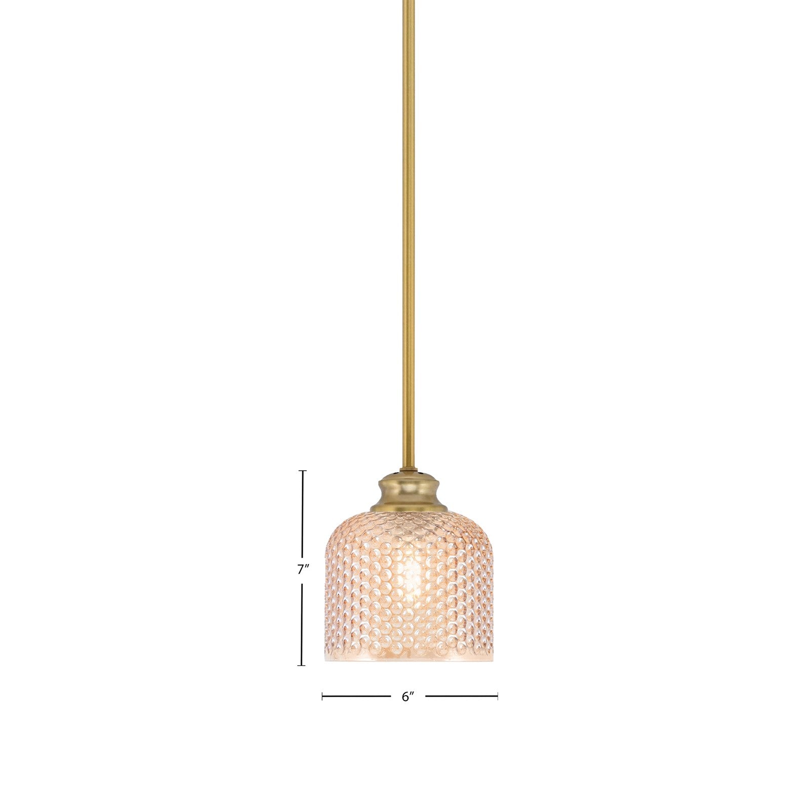 Toltec Zola 6in 1-Light Pendant | New Age Brass Steel and Amber Textured Glass | Kitchen Island & Dining Room | 6 x 7 in | Model 72-NAB-4613