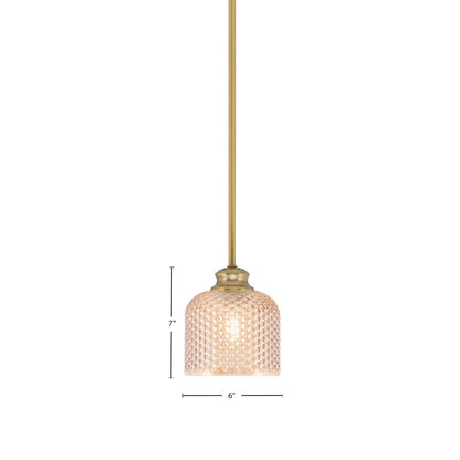 Toltec Zola 6in 1-Light Pendant | New Age Brass Steel and Amber Textured Glass | Kitchen Island & Dining Room | 6 x 7 in | Model 72-NAB-4613