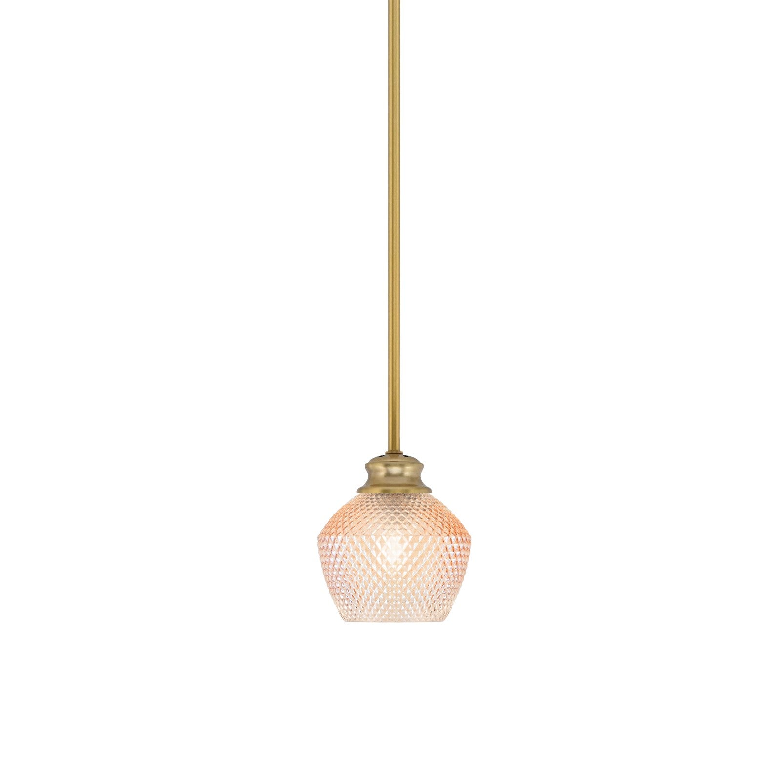 Toltec Zola 6in 1-Light Pendant | Modern New Age Brass Steel and Amber Textured Glass | Kitchen Island & Dining Room | 6 x 7 x 8 in | Model 72-NAB-4623
