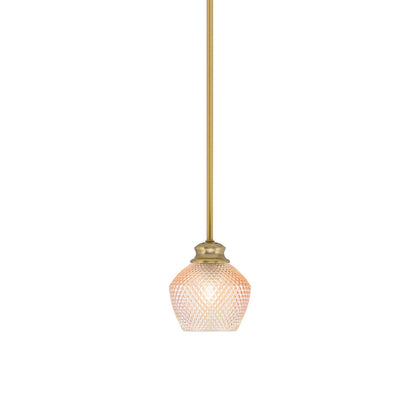 Toltec Zola 6in 1-Light Pendant | Modern New Age Brass Steel and Amber Textured Glass | Kitchen Island & Dining Room | 6 x 7 x 8 in | Model 72-NAB-4623