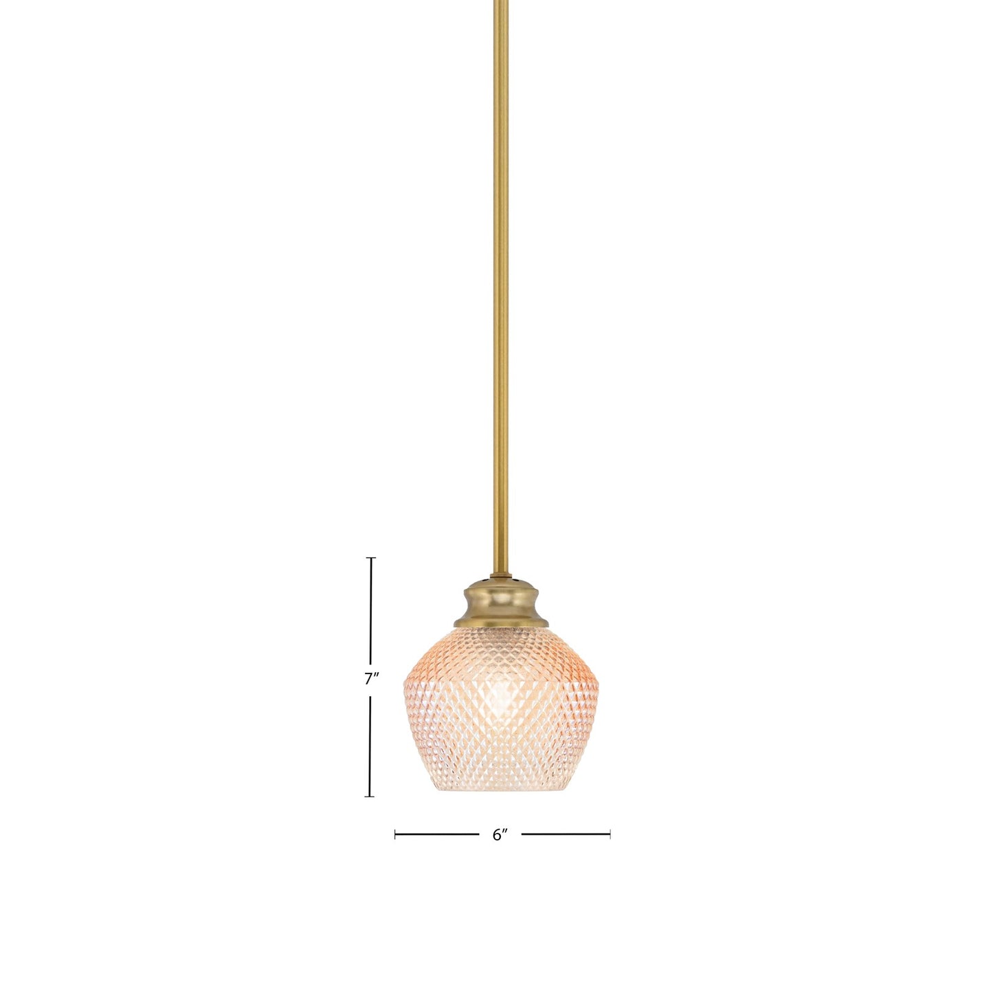Toltec Zola 6in 1-Light Pendant | Modern New Age Brass Steel and Amber Textured Glass | Kitchen Island & Dining Room | 6 x 7 x 8 in | Model 72-NAB-4623