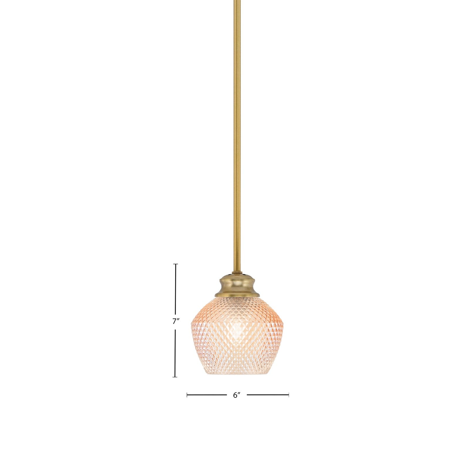 Toltec Zola 6in 1-Light Pendant | Modern New Age Brass Steel and Amber Textured Glass | Kitchen Island & Dining Room | 6 x 7 x 8 in | Model 72-NAB-4623