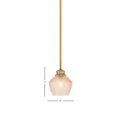 Toltec Zola 6in 1-Light Pendant | Modern New Age Brass Steel and Amber Textured Glass | Kitchen Island & Dining Room | 6 x 7 x 8 in | Model 72-NAB-4623