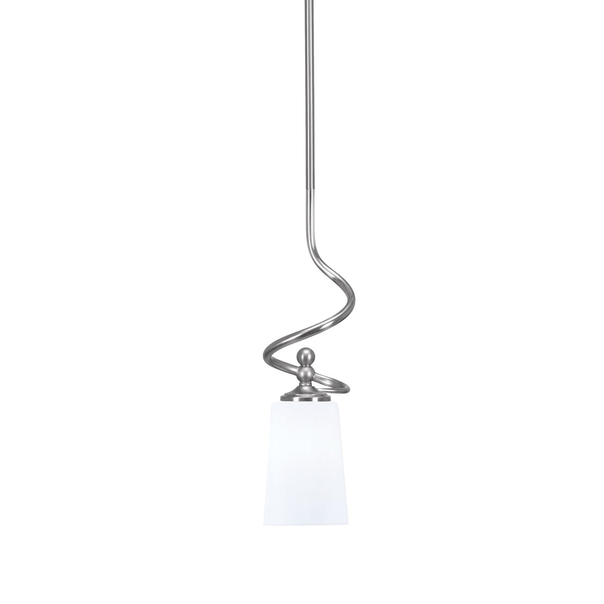Toltec Capri 4.5in 1-Light Mini Pendant | Modern Brushed Nickel and White Opal Glass | Kitchen Island & Dining Room | 4.5 x 17 in | Model 901-BN-261