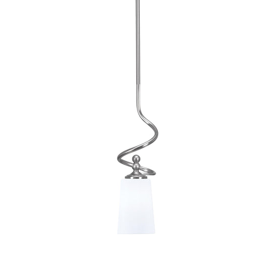 Toltec Capri 4.5in 1-Light Mini Pendant | Modern Brushed Nickel and White Opal Glass | Kitchen Island & Dining Room | 4.5 x 17 in | Model 901-BN-261