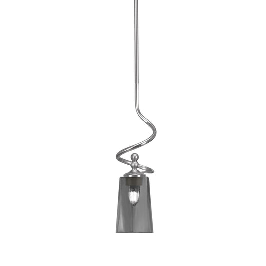 Toltec Capri 4.5in 1-Light Mini Pendant | Modern Brushed Nickel and Smoke Bubble Glass | Kitchen Island & Bar | 4.5 x 17 in | Model 901-BN-262