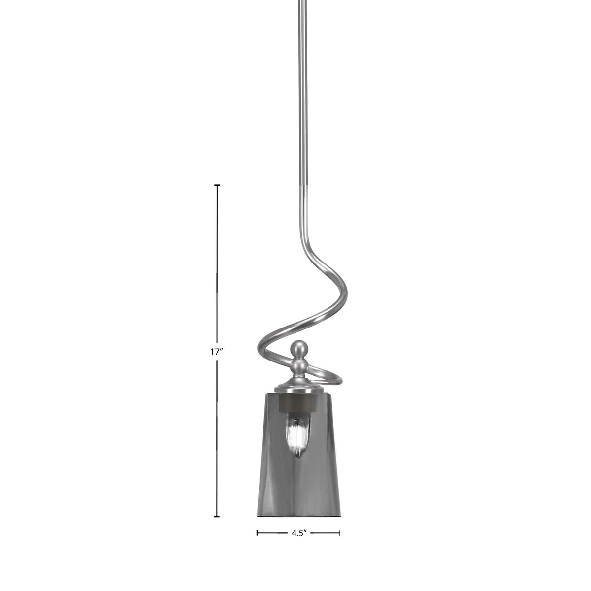 Toltec Capri 4.5in 1-Light Mini Pendant | Modern Brushed Nickel and Smoke Bubble Glass | Kitchen Island & Bar | 4.5 x 17 in | Model 901-BN-262