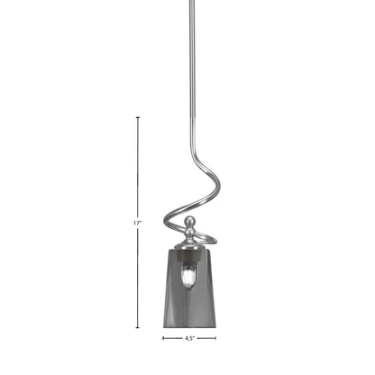 Toltec Capri 4.5in 1-Light Mini Pendant | Modern Brushed Nickel and Smoke Bubble Glass | Kitchen Island & Bar | 4.5 x 17 in | Model 901-BN-262