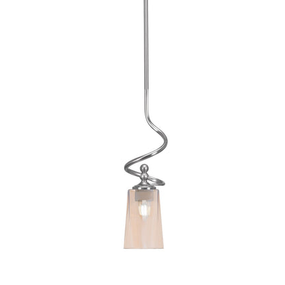 Toltec Capri 4.5in 1-Light Mini Pendant | Modern Brushed Nickel and Amber Gradient Glass | Kitchen Island & Dining Nook | Model 901-BN-263