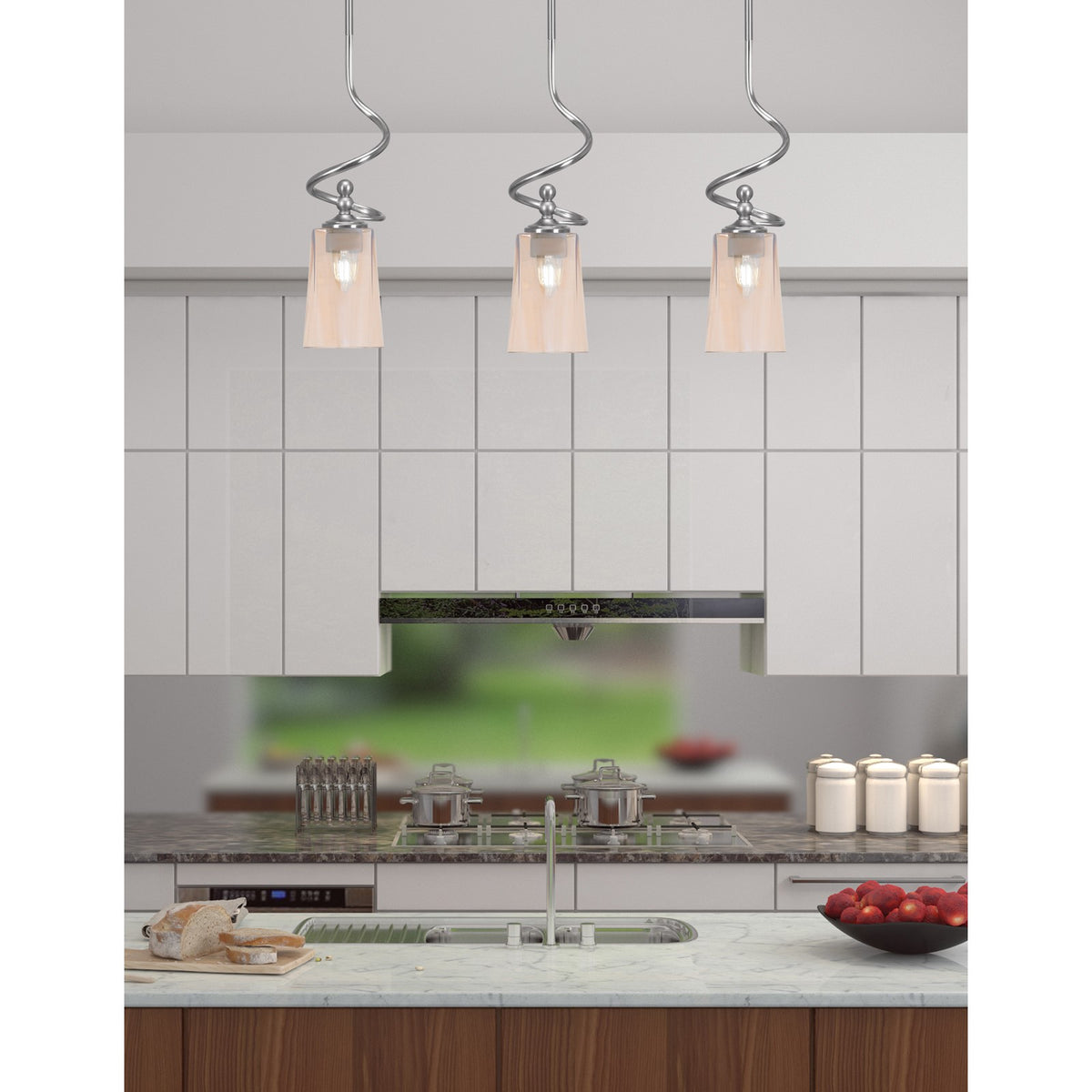 Toltec Capri 4.5in 1-Light Mini Pendant | Modern Brushed Nickel and Amber Gradient Glass | Kitchen Island & Dining Nook | Model 901-BN-263
