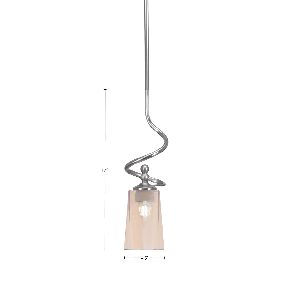 Toltec Capri 4.5in 1-Light Mini Pendant | Modern Brushed Nickel and Amber Gradient Glass | Kitchen Island & Dining Nook | Model 901-BN-263