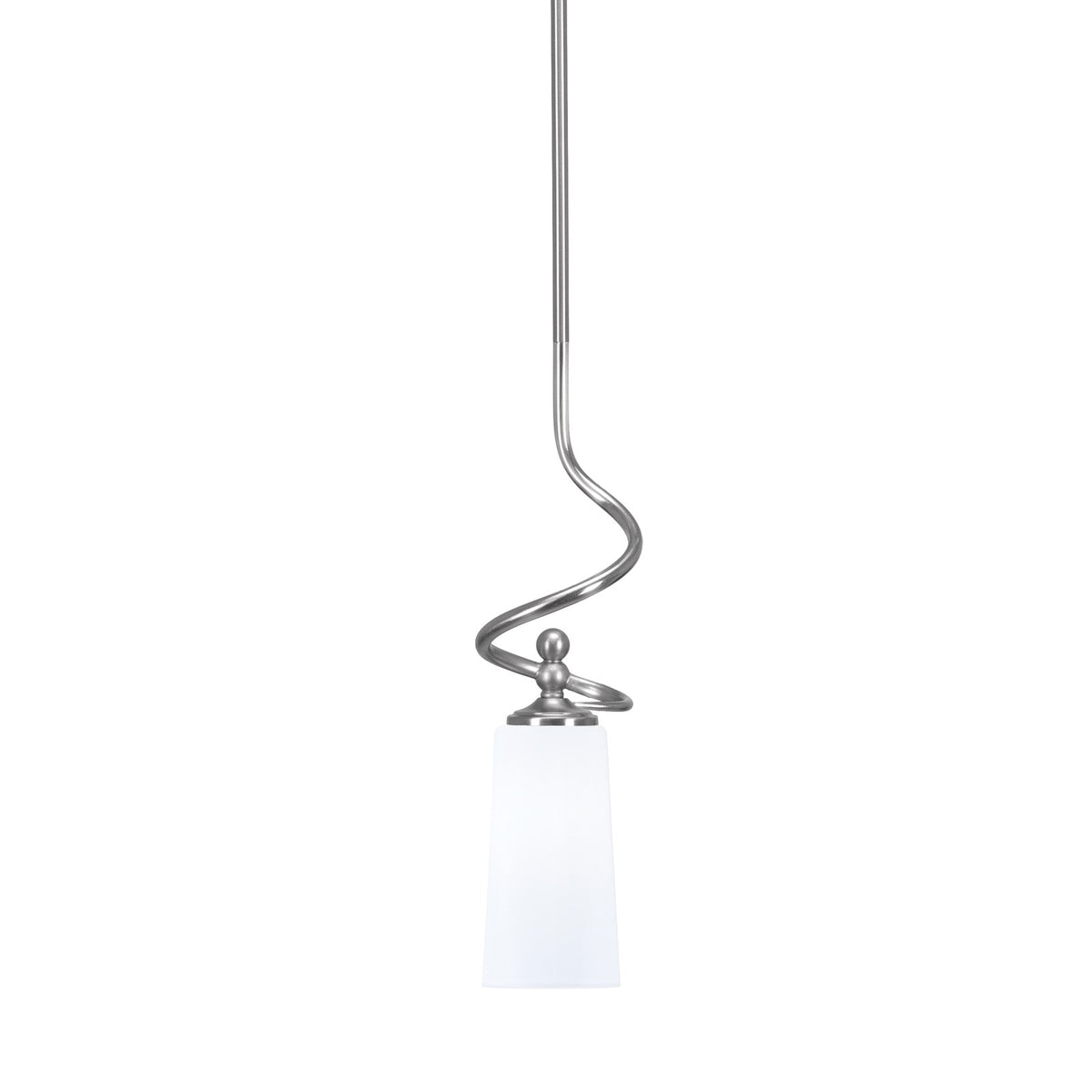 Toltec Capri 5in 1-Light Mini Pendant | Modern Brushed Nickel and White Opal Glass | Kitchen Island & Dining Area | 5 x 20 in | Model 901-BN-291