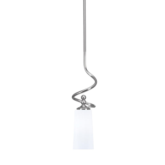 Toltec Capri 5in 1-Light Mini Pendant | Modern Brushed Nickel and White Opal Glass | Kitchen Island & Dining Area | 5 x 20 in | Model 901-BN-291
