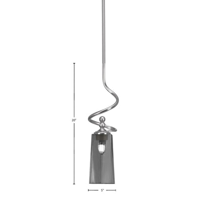 Toltec Capri 5in 1-Light Mini Pendant | Modern Brushed Nickel and Smoke Bubble Glass | Kitchen Island & Dining Room | 5 x 20 in | Model 901-BN-292