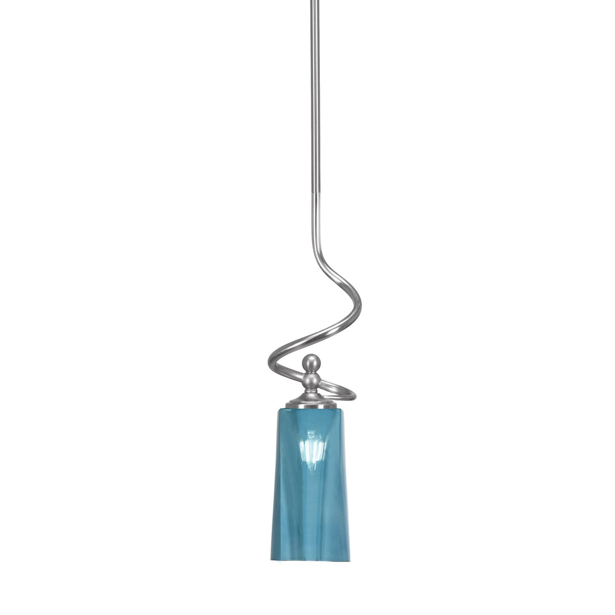 Toltec Capri 5in 1-Light Mini Pendant | Modern Brushed Nickel and Blue Gradient Glass | Kitchen Island & Dining Room | 5 x 20 in | Model 901-BN-295