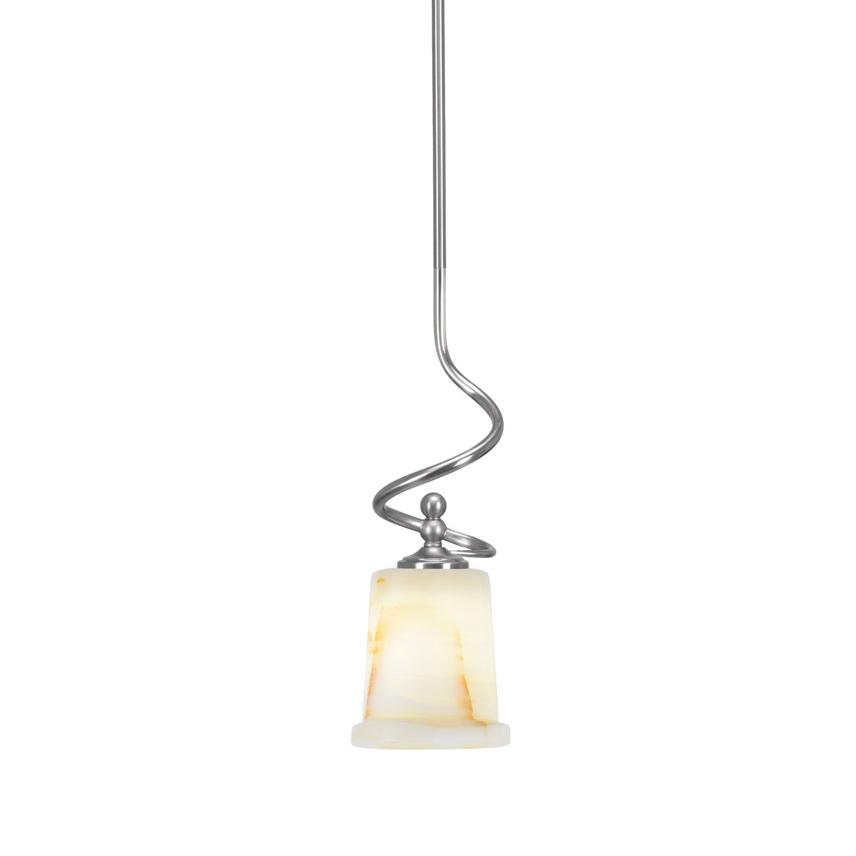 Toltec Capri 5in 1-Light Mini Pendant | Brushed Nickel and Natural Stone Glass | Kitchen Island & Dining Room | 5 x 5 x 16.25 in | Model 901-BN-4128