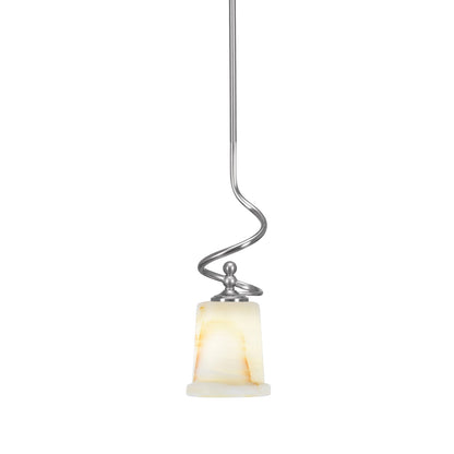Toltec Capri 5in 1-Light Mini Pendant | Brushed Nickel and Natural Stone Glass | Kitchen Island & Dining Room | 5 x 5 x 16.25 in | Model 901-BN-4128