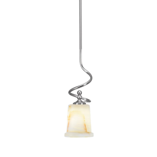 Toltec Capri 5in 1-Light Mini Pendant | Brushed Nickel and Natural Stone Glass | Kitchen Island & Dining Room | 5 x 5 x 16.25 in | Model 901-BN-4128
