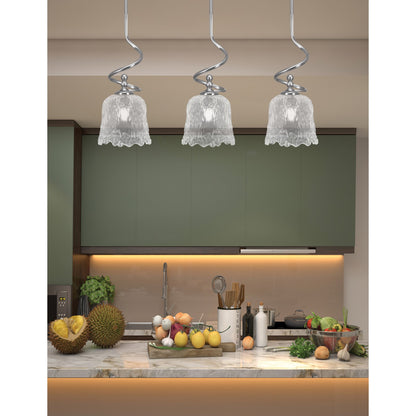 Toltec Capri 7in 1-Light Mini Pendant | Contemporary Brushed Nickel and Clear Lava Glass | Kitchen Island & Dining Room | Model 901-BN-4230