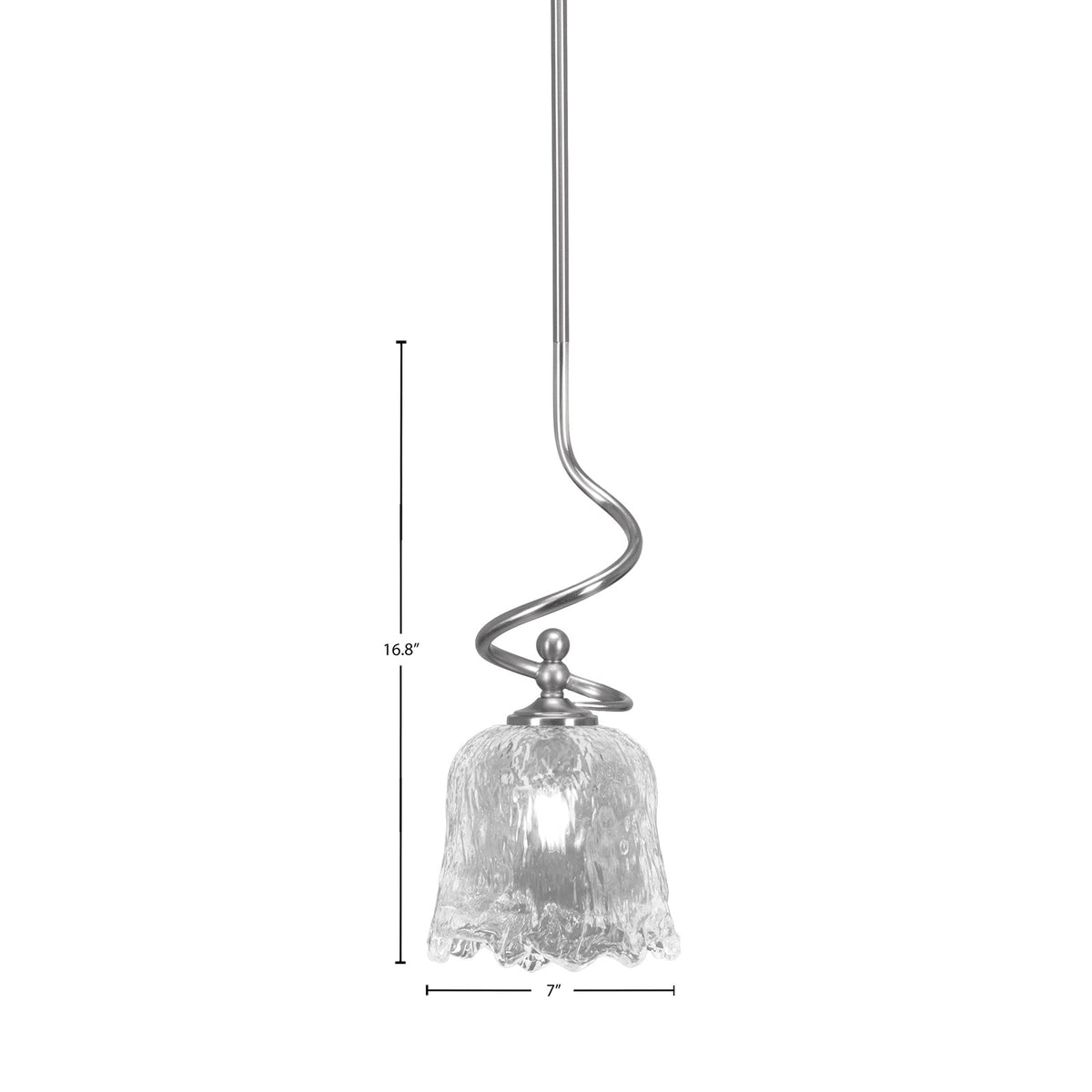 Toltec Capri 7in 1-Light Mini Pendant | Contemporary Brushed Nickel and Clear Lava Glass | Kitchen Island & Dining Room | Model 901-BN-4230